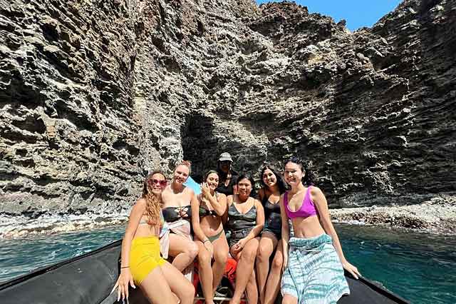 Raft adventure Kauai photo opportunity in beautiful ocean conditions.