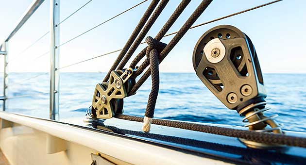 Close up for gear on the Kauai catamaran Napali Coast.